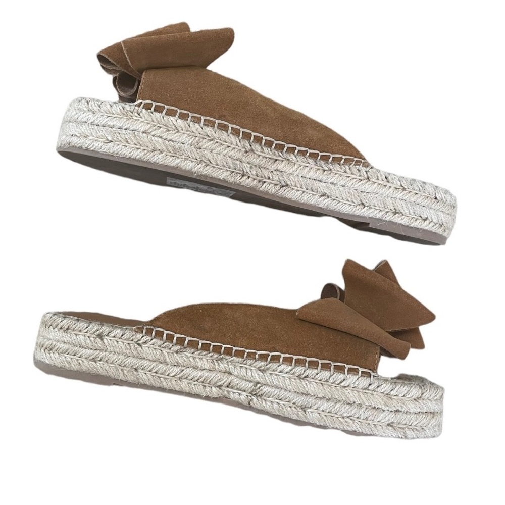 Sigerson Morrison Tan Suede Bow Espadrille Leather Slides/ size 8